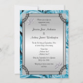 Invitation Fiançailles des anneaux de Mariage bleu et diamant (Dos)