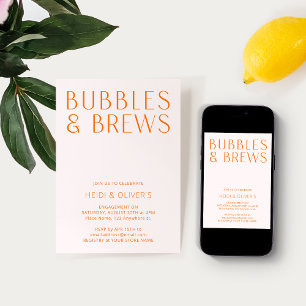Invitation Fiançailles des bulles et des brasseries rose et o