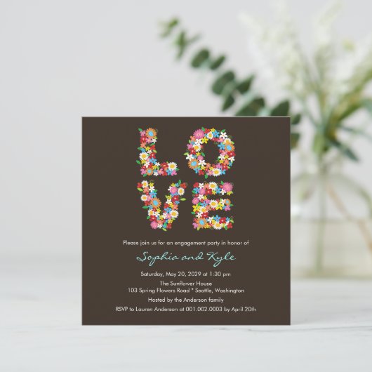 Invitation Fiançailles des fleurs de printemps d'A (Debout devant)