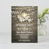 Invitation Fiançailles des lumières de lanterne en bois rusti (Debout devant)