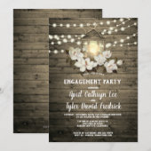 Invitation Fiançailles des lumières de lanterne en bois rusti (Devant / Derrière)