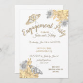 Invitation Fiançailles des papillons Gold et Silver (Devant / Derrière)