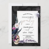 Invitation Fiançailles d'Halloween crâne floral (Devant)