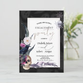 Invitation Fiançailles d'Halloween crâne floral (Debout devant)