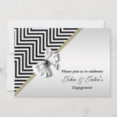 Invitation fiançailles du chevron noir blanc CUSTOM (Devant)