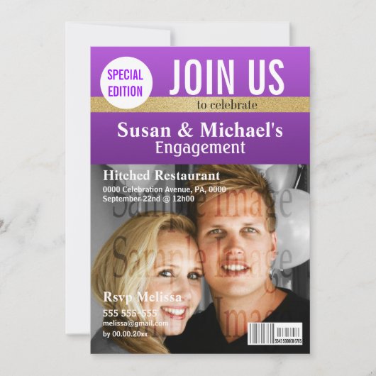 Invitation fiançailles du magazine Purple Gold (Devant)