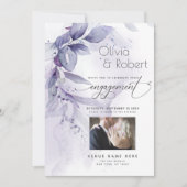 Invitation Fiançailles | Dusty Plum Wispy Foliing (Devant)