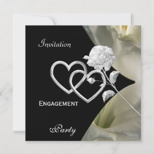 Invitation Fiançailles Élégant Élégant Rose Noir Blanc 2