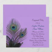 Invitation Fiançailles Elégante Peacock (violet) (Devant / Derrière)