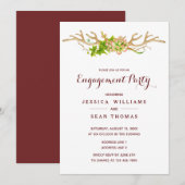 Invitation Fiançailles élégantes et rustiques avec bois de ce (Devant / Derrière)