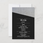 Invitation Fiançailles en béton noir et blanc moderne (Dos)