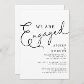 Invitation Fiançailles, Engagé, Mariage moderne, minimaliste (Devant / Derrière)