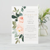 Invitation Fiançailles Eucalyptus Blush Rose rose (Debout devant)