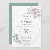 Invitation FIANÇAILLES | Eucalyptus Foliage d'aquarelle moder (Devant / Derrière)