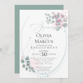 Invitation FIANÇAILLES | Eucalyptus Foliage d'aquarelle moder (Devant / Derrière)