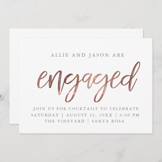 Invitation Fiançailles| Faux Foil (Devant / Derrière)