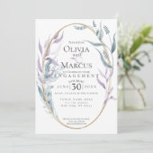 Invitation Fiançailles | Feuillage bleu et violet Dusty (Debout devant)