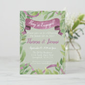 Invitation Fiançailles Feuille couleur pourpre et vert (Debout devant)