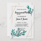 Invitation Fiançailles Feuille de l'huile d'or Floral (Devant)