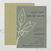 INVITATION FIANÇAILLES FEUILLE MODERNE CONTEMPORAIN GRAY KRAF (Devant / Derrière)
