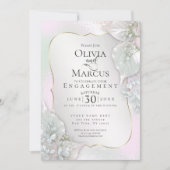 Invitation FIANÇAILLES | Feuilles chatoyants rose vif (Devant)