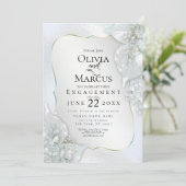 Invitation FIANÇAILLES | Feuilles Icy Blue Shimmer (Debout devant)