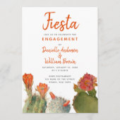 Invitation Fiançailles Fiesta Cactus Fleurs Écriture à l'aqua (Devant)