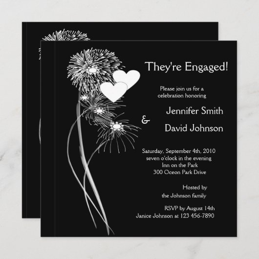 Invitation Fiançailles Fireworks (Devant / Derrière)