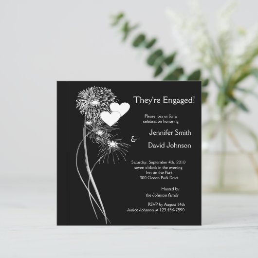 Invitation Fiançailles Fireworks (Debout devant)