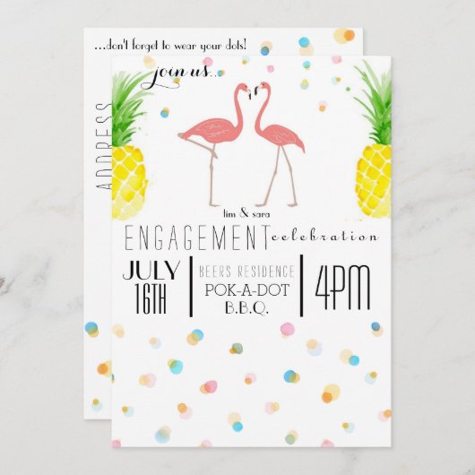 Invitation Fiançailles FLAMINGLE (Devant / Derrière)