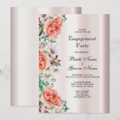 Invitation Fiançailles Fleur de Paeonie Aquarelle (Devant / Derrière)