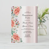 Invitation Fiançailles Fleur de Pivoine Aquarelle (Debout devant)