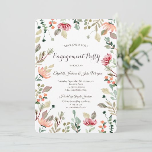 Invitation Fiançailles Fleur sauvage chic (Debout devant)