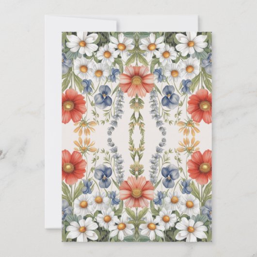 Invitation Fiançailles Fleur sauvage colorée (Dos)