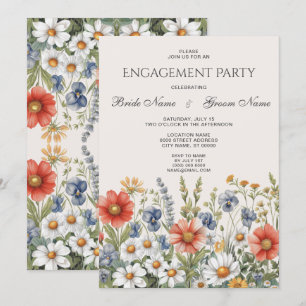Invitation Fiançailles Fleur sauvage colorée
