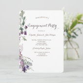 Invitation Fiançailles Fleur sauvage violet aquarelle (Debout devant)