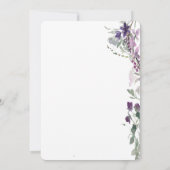 Invitation Fiançailles Fleur sauvage violet aquarelle (Dos)