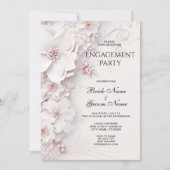 Invitation Fiançailles Fleuris Rose Ivory Blush (Devant)