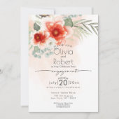 Invitation FIANÇAILLES | Fleurs d'aquarelle et feuillage (Devant)