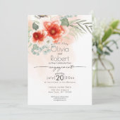 Invitation FIANÇAILLES | Fleurs d'aquarelle et feuillage (Debout devant)
