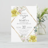 Invitation FIANÇAILLES | Fleurs d'aquarelle jaune soleil (Debout devant)