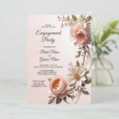 Invitation Fiançailles Fleurs Décoratives Roses et Blanches (Debout devant)