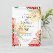 Invitation FIANÇAILLES | Fleurs modernes Gerbera Rouge Jaune (Debout devant)