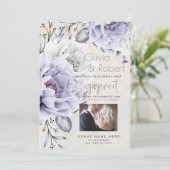 Invitation Fiançailles | Fleurs rustiques de lilas et pivoine (Debout devant)