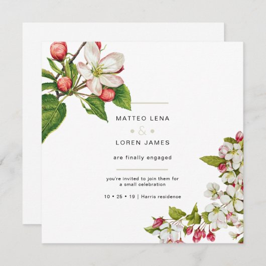 Invitation fiançailles (Floral) (Devant / Derrière)