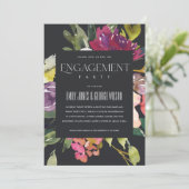 INVITATION FIANÇAILLES FLORAL BLACK JAUNE BLEU BURGUNDY (Debout devant)