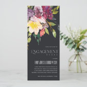 INVITATION FIANÇAILLES FLORAL BLACK JAUNE BLEU BURGUNDY (Debout devant)