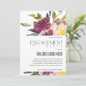 INVITATION FIANÇAILLES FLORAL BURGUNDY JAUNE CLAIR (Debout devant)