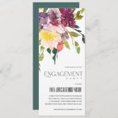 INVITATION FIANÇAILLES FLORAL BURGUNDY JAUNE CLAIR (Devant / Derrière)