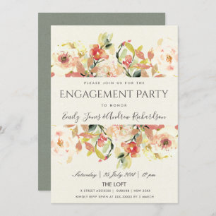 INVITATION FIANÇAILLES FLORAL DE PEACH PEACH ROSE